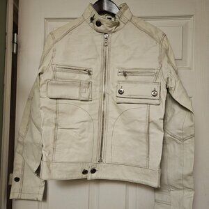 Danier White Genuine Leather Moto Jacket - Size P (Petite/Small)